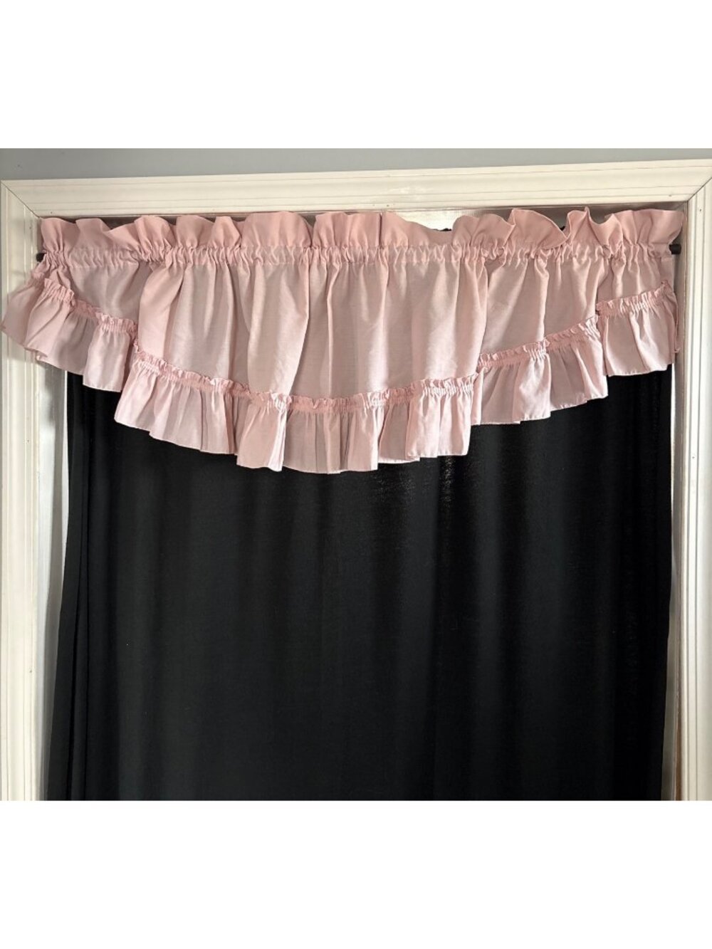 Pink Ruffled Valance Curtain 76" W X 17" L Rod Pocket